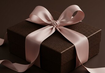 Gift box, luxurious gift box, ribbon, gift, Blush pink satin ribbon cascading over a luxurious gift box