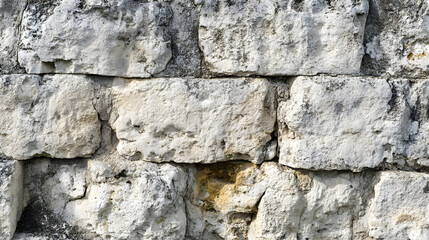 Weathered limestone wall with pitted and rough surfaces showing signs of erosion and aging