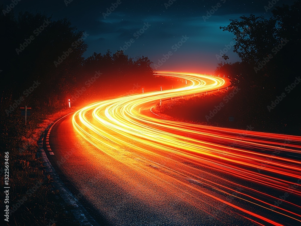 Aufkleber red light waves resemble an electric tunnel, with glowing lines appearing on a black background, cre