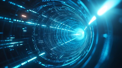A mesmerizing visual of digital data flowing through a dynamic tunnel