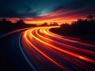 In an electric tunnel shape, red light waves manifest, illuminated by lines on a black background, accompanied by a light-speed effect and swift movement