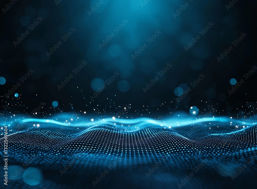 Poster an abstract representation of digital waves in a vibrant blue hue. this image showcases the dynamic 