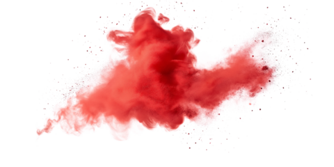 Red color explosion on transparent background
