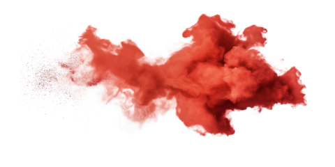Red color explosion on transparent background