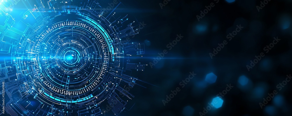 Aufkleber a futuristic digital interface showcasing intricate patterns of light and data. ideal for themes rel