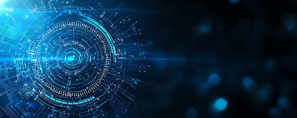 Fototapeta premium A futuristic digital interface showcasing intricate patterns of light and data. Ideal for themes related to technology, innovation, and digital transformation.