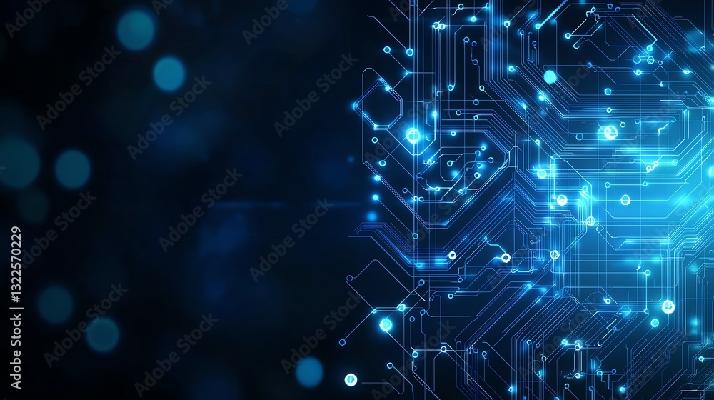 Aufkleber a stunning close-up view of a blue circuit board design, showcasing intricate patterns and glowing c