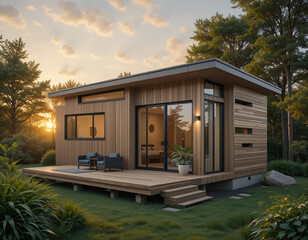 Fototapeta premium Smart Living – Stunning Tiny House Illustrations for Minimalist & Sustainable Lifestyles