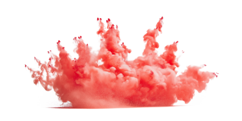 Red color explosion on transparent background