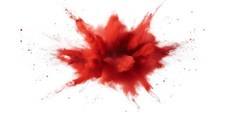 Red color explosion on transparent background