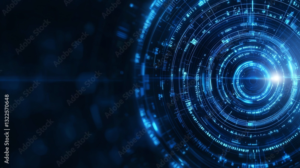 Poster A dynamic representation of digital data swirling in a circular pattern