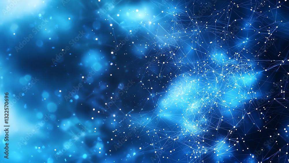 Poster a mesmerizing abstract background featuring interconnected data connections set against a deep blue 