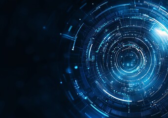 Fototapeta premium An abstract representation of advanced technology showcasing circular patterns and glowing elements, symbolizing innovation and digital transformation in a futuristic environment.