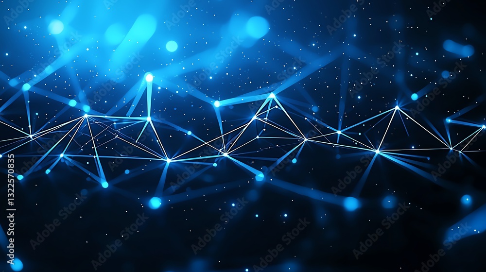 Poster a stunning abstract representation of a digital network, showcasing interconnected lines and glowing