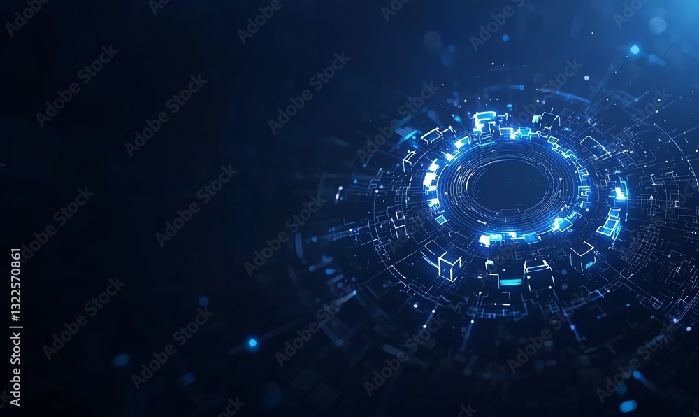 Poster futuristic blue digital abstract background with glowing circuits and patterns, perfect for illustra