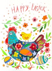 Easter chicken and eggs