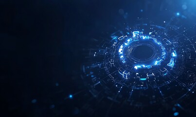 Futuristic blue digital abstract background with glowing circuits and patterns, perfect for illustrating advanced technology, innovation, and digital concepts in modern design.