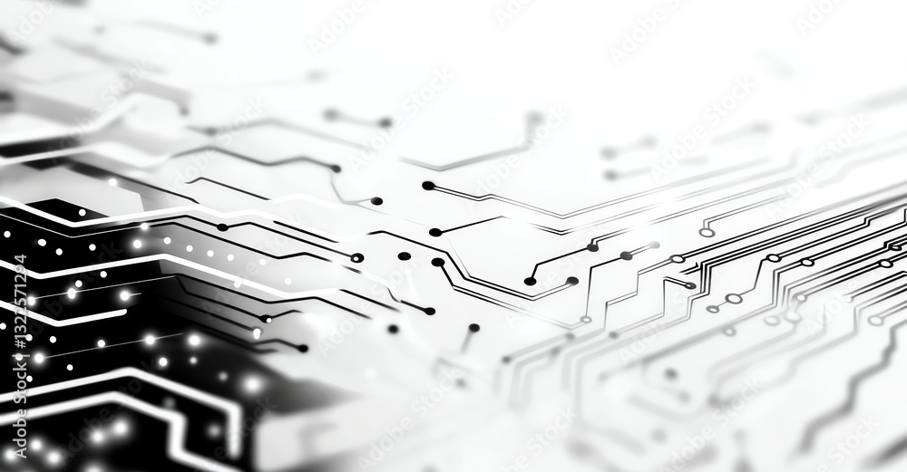 Aufkleber close-up view of a circuit board with intricate lines and patterns, representing the foundation of m