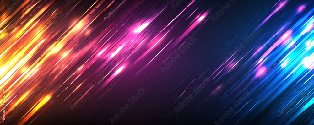 Poster a vibrant and colorful abstract background featuring diagonal streaks of light in orange, pink, and 