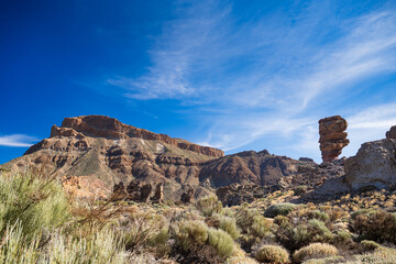 Roque Cinchado and Pico del Teide, Peak of Teide, 3718m, the island´s landmark, country high...