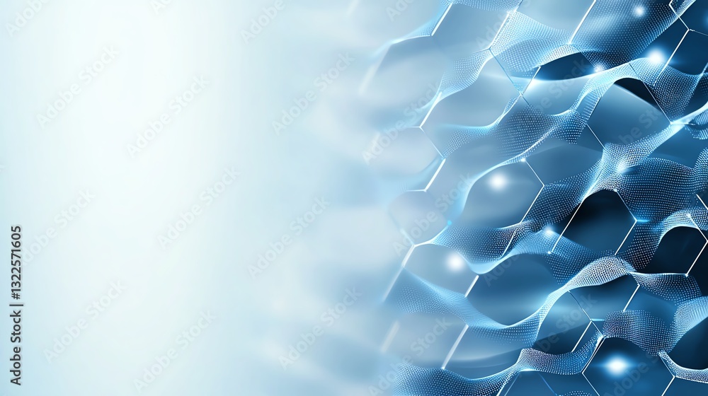 Poster a futuristic abstract background featuring a network of blue hexagons and gradients, symbolizing inn