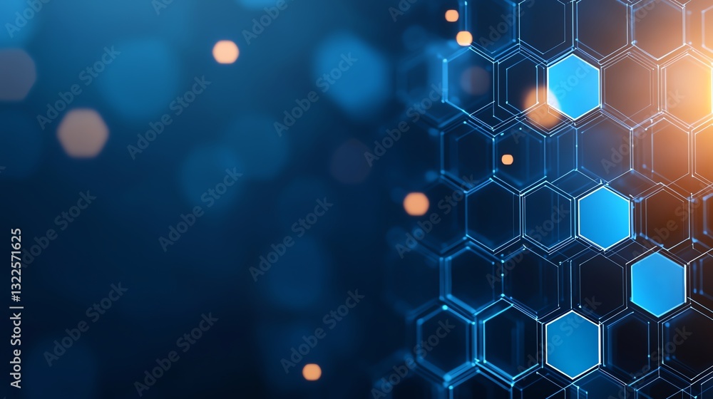 Poster an abstract digital background featuring a hexagonal pattern with glowing elements. this design repr