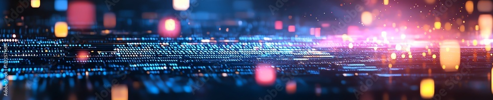 Aufkleber a vibrant digital landscape featuring a blend of colorful lights and data streams, symbolizing the i
