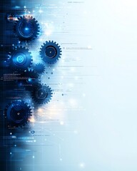 Obraz premium An abstract composition featuring gears and digital elements, representing modern technology and innovation. Ideal for backgrounds and tech-related projects.