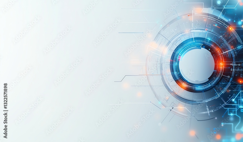 Poster abstract technological background featuring digital circles and circuits in vibrant colors. perfect 