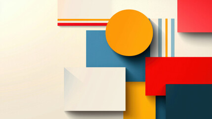 Minimalist abstract art featuring bold geometric shapes in vibrant colors