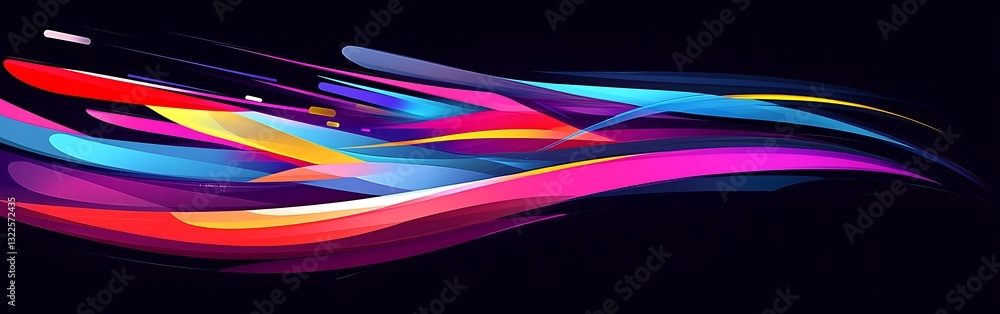 Aufkleber dynamic motion with colorful illuminated streaks on dark backdrop
