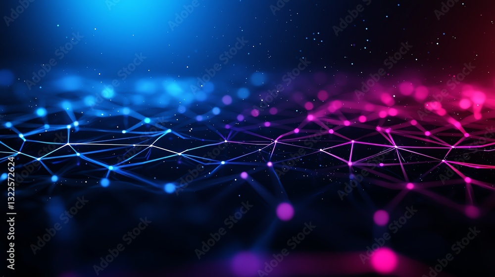 Poster a vibrant abstract background featuring interconnected nodes and colorful lights. the dynamic design