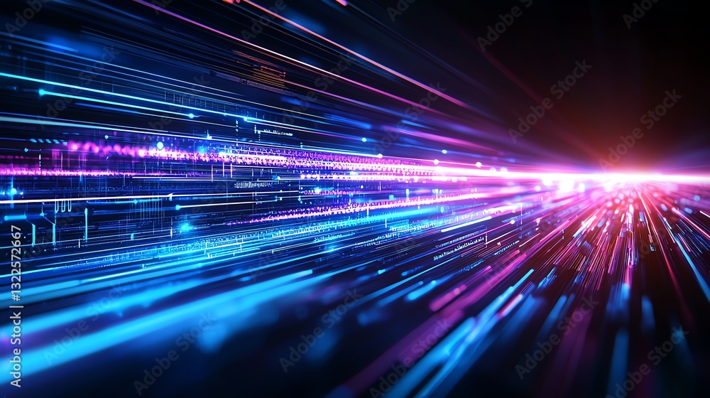 Poster dynamic display of vibrant neon lights creating motion abstraction