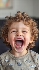 Joyful Laughter: A portrait of pure childhood happiness, showcasing a little one's contagious laughter, captured in a moment of innocent bliss.