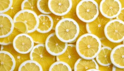 Fresh lemon slices on a white background with vibrant yellow color