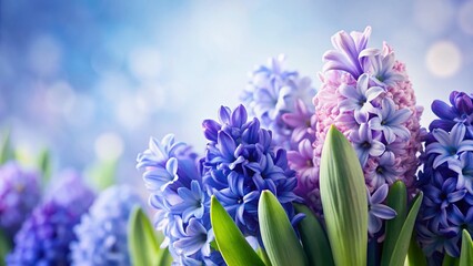 Fototapeta premium Easter Hyacinths: Spring Blooms in Purple and Blue