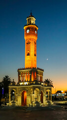Izmir Clock Tower , vertical background wallpaper . A must-visit tourist destination
