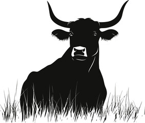 A strong ox lowering its head to graze, muscular body