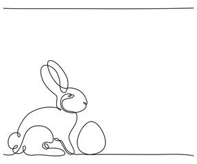 Minimalistyczny królik i jajko wielkanocne. Sylwetka uroczego zająca w prostym stylu. Ilustracja wektorowa. © Monika