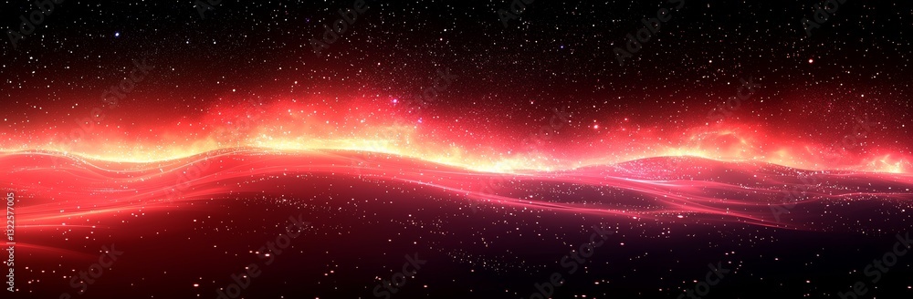 Aufkleber a horizontal straight red speed light on a black backdrop, featuring a realistic and modern abstract
