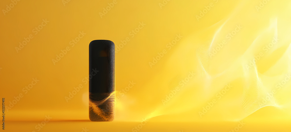 Aufkleber mysterious aura: an artistic display of a sleek, electronic device is set against a gradient backdro