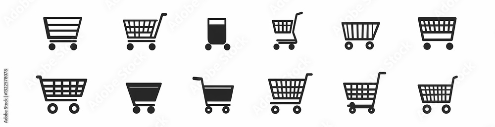 Poster variety of shopping carts: a diverse array of shopping carts showcases a range of designs and styles