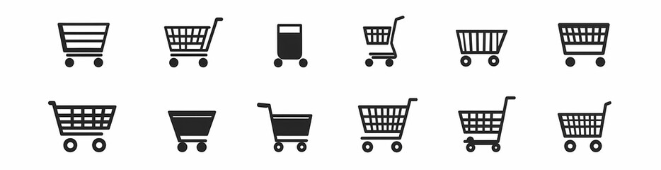 Variety of Shopping Carts: A diverse array of shopping carts showcases a range of designs and styles, each a symbol of commerce, convenience, and the ever-evolving world of retail.
