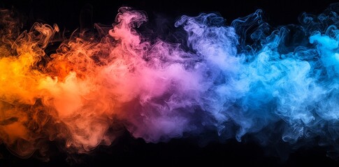 Fototapeta premium An abstract, artistic, and vibrant swirl of colorful, dynamic motion with smoke rising against a black background