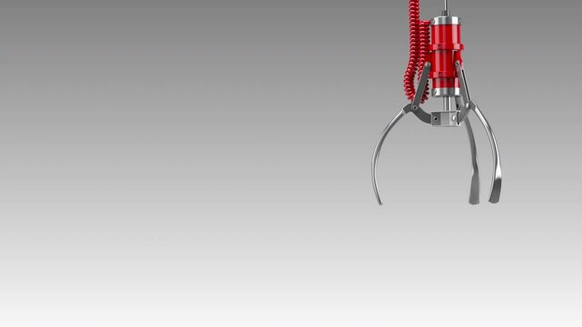 Claw machine grabbers hanging on something isolated on a white background
