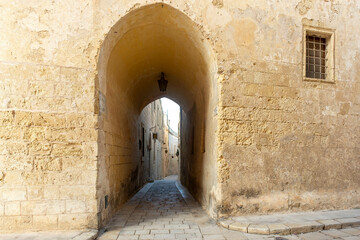 Arched Walkway in the Old Town of Mdina Malta