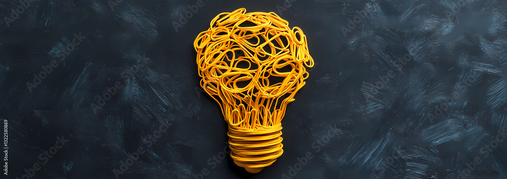Poster illuminating innovation: an artistic rendering of a light bulb, creatively crafted with intertwined 