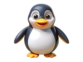 3d penguin in glasses with a baseball cap