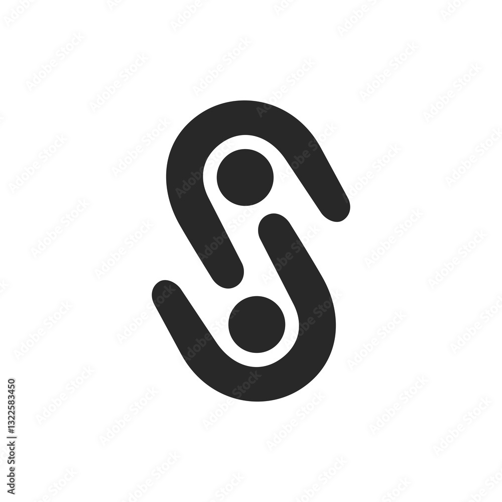 Poster a vector logo is a person showing his head and hands. 2 objects is viewed from above and rotated 180