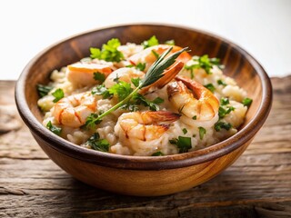 Gourmet Seafood Risotto with Fresh Herbs and Shrimp: Urban Exploration Photography